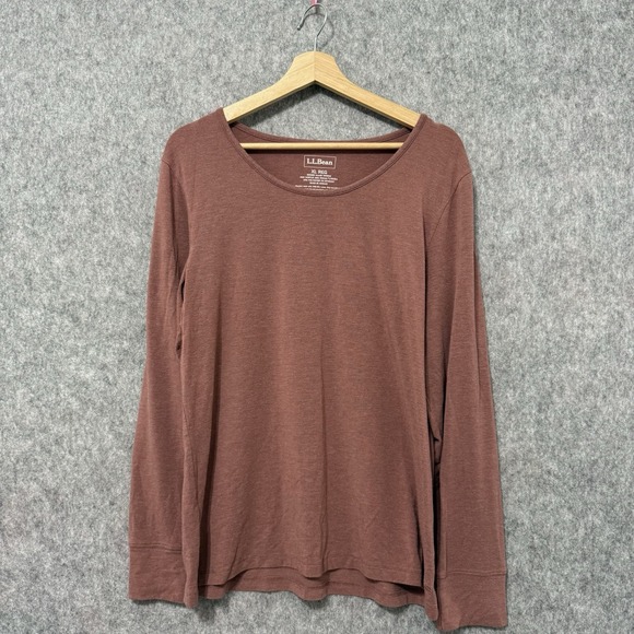 L.L. Bean Tops - L.L. Bean Women's Long Sleeve Scoop Neck Top Reddish Brown Sz XL Regular